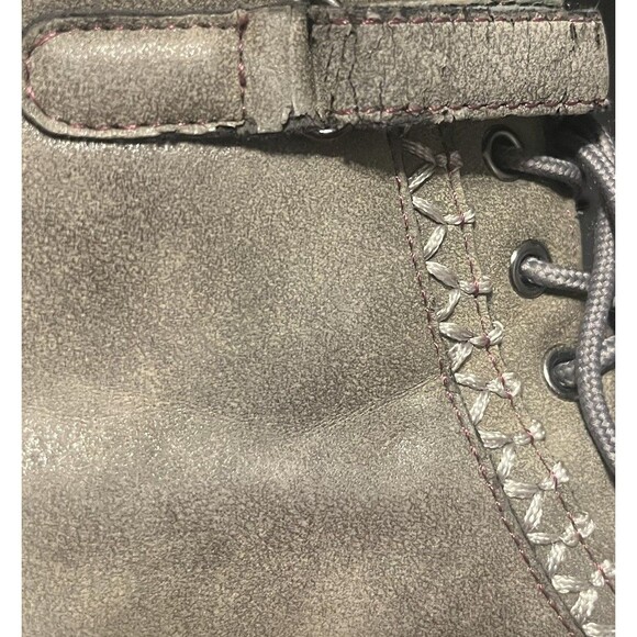 J-41 Srina Vegan Faux Fur Gray Ankle Lace Up Boots Jeep Traction Women's Size 6 - Picture 9 of 16